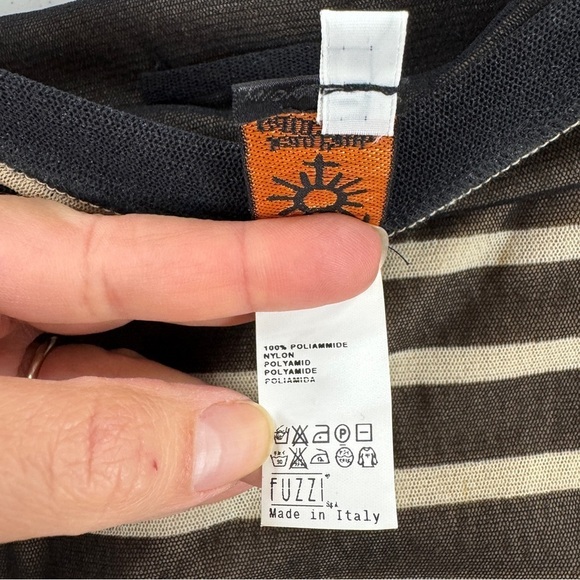 Jean Paul Gaultier Soleil Black & Cream Striped Sheer Bow Dress - Picture 8 of 13